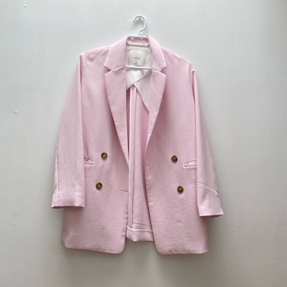 Aritzia - Wilfred Pink Double-Breasted Women's Blazer Dopamine Dressing